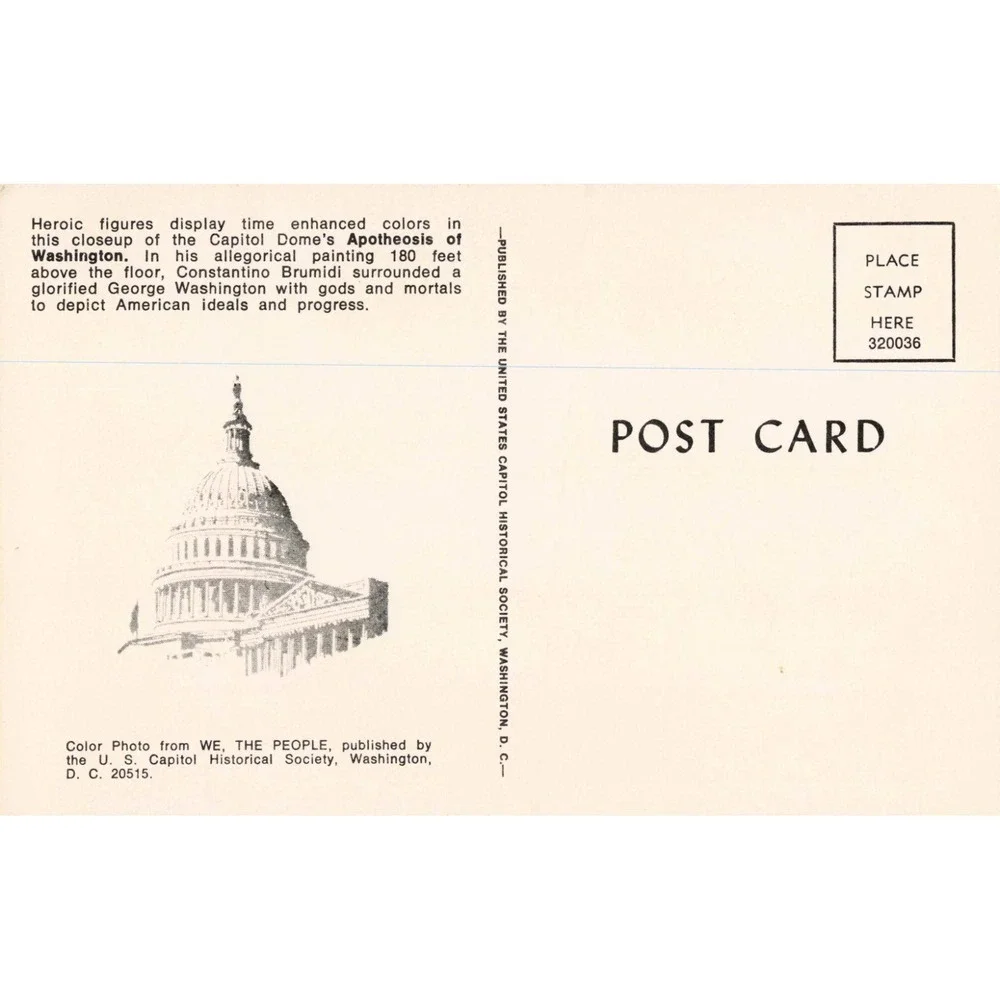 Vintage Postcard Apotheosis of Washington US Capitol Dome Fresco Brumidi D.C.